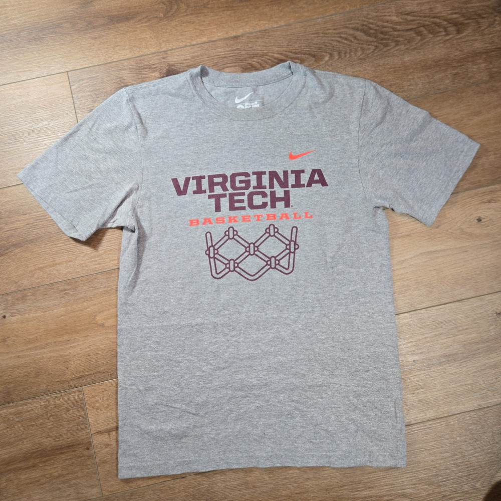 Virginia Tech Hokies Shirt Mens S Gray Basketball Tee NCAA Cotton Blend VT